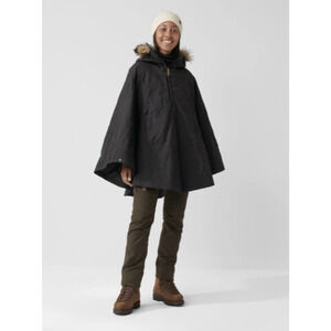 Fjallraven Luhkka Coat Jacket XS Poncho Womens Black Hood Insulated